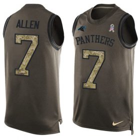 Wholesale Cheap Nike Panthers #7 Kyle Allen Green Men\'s Stitched NFL Limited Salute To Service Tank Top Jersey