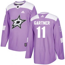 Wholesale Cheap Adidas Stars #11 Mike Gartner Purple Authentic Fights Cancer Stitched NHL Jersey