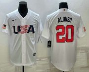 Cheap Men's USA Baseball #20 Pete Alonso 2023 White World Baseball Classic Stitched Jerseys