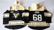 Wholesale Cheap Penguins #68 Jaromir Jagr Black Sawyer Hooded Sweatshirt Stitched NHL Jersey