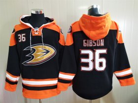 Wholesale Cheap Men\'s Hockey Anaheim Ducks #36 John Gibson Black Hoodie