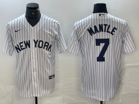 Cheap Men\'s New York Yankees #7 Mickey Mantle White 2024 Cool Base Stitched Jerseys