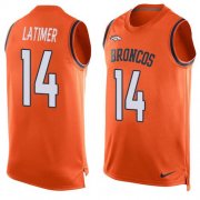 Wholesale Cheap Nike Broncos #14 Cody Latimer Orange Team Color Men's Stitched NFL Limited Tank Top Jersey