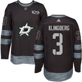 Wholesale Cheap Adidas Stars #3 John Klingberg Black 1917-2017 100th Anniversary Stitched NHL Jersey