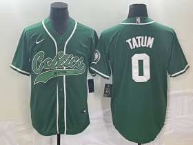 Wholesale Cheap Men\'s Boston Celtics #0 Jayson Tatum Green With Patch Stitched Baseball Jersey