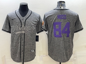 Wholesale Cheap Men\'s Minnesota Vikings #84 Randy Moss Grey Gridiron With Patch Cool Base Stitched Baseball Jersey