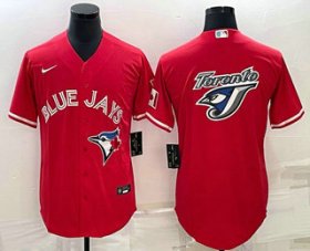 Cheap Men\'s Toronto Blue Jays Big Logo Red Stitched MLB Cool Base Nike Jersey