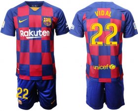 Wholesale Cheap Barcelona #22 Vidal Home Soccer Club Jersey