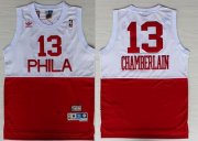 Wholesale Cheap Philadelphia 76ers #13 Wilt Chamberlain White With Red Swingman Throwback Jersey