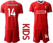 Wholesale Cheap Youth 2020-2021 club Liverpool home 14 red Soccer Jerseys
