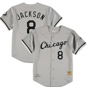 Cheap Men\'s Chicago White Sox #8 Bo Jackson 1993 Mitchell & Ness Authentic Throwback Grey Jersey