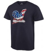 Wholesale Cheap Men's Milwaukee Brewers USA Flag Fashion T-Shirt Navy Blue