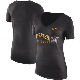 Wholesale Cheap Pittsburgh Pirates Nike Women\'s Practice Tri-Blend V-Neck T-Shirt Black