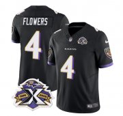 Wholesale Cheap Men's Baltimore Ravens #4 Zay Flowers Black 2023 F.U.S.E With Patch Throwback Vapor Limited Stitched Jersey