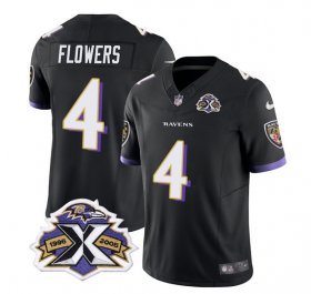Wholesale Cheap Men\'s Baltimore Ravens #4 Zay Flowers Black 2023 F.U.S.E With Patch Throwback Vapor Limited Stitched Jersey