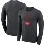Wholesale Cheap Men's San Francisco 49ers Nike Heathered Charcoal Fan Gear Icon Performance Long Sleeve T-Shirt