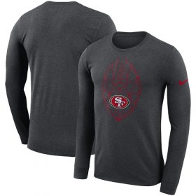 Wholesale Cheap Men\'s San Francisco 49ers Nike Heathered Charcoal Fan Gear Icon Performance Long Sleeve T-Shirt