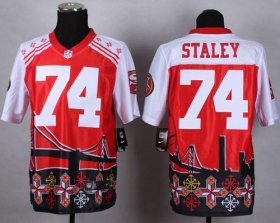 Wholesale Cheap Nike 49ers #74 Joe Staley Red Men\'s Stitched NFL Elite Noble Fashion Jersey