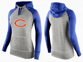 Wholesale Cheap Women\'s Nike Chicago Bears Performance Hoodie Grey & Blue