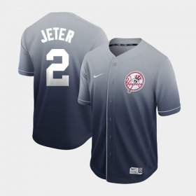 Wholesale Cheap Nike Yankees #2 Derek Jeter Navy Fade Authentic Stitched MLB Jersey