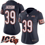 Wholesale Cheap Nike Bears #39 Eddie Jackson Navy Blue Team Color Women's Stitched NFL 100th Season Vapor Limited Jersey