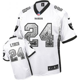 Wholesale Cheap Nike Raiders #24 Marshawn Lynch White Men\'s Stitched NFL Elite Drift Fashion Jersey