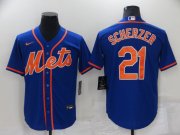 Wholesale Cheap Men's New York Mets #21 Max Scherzer Blue Stitched MLB Cool Base Nike Jersey