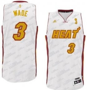 Wholesale Cheap Miami Heat #3 Dwyane Wade Revolution 30 Swingman White With Gold Jersey