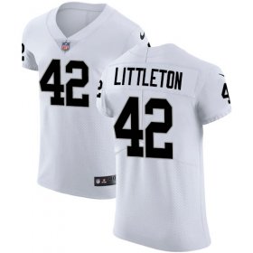 Wholesale Cheap Nike Raiders #42 Cory Littleton White Men\'s Stitched NFL New Elite Jersey