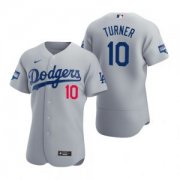 Wholesale Cheap Los Angeles Dodgers #10 Justin Turner Gray 2020 World Series Champions Jersey