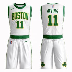 Wholesale Cheap Boston Celtics #11 Kyrie Irving White Nike NBA Men\'s City Authentic Edition Suit Jersey