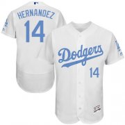 Wholesale Cheap Dodgers #14 Enrique Hernandez White Flexbase Authentic Collection Father's Day Stitched MLB Jersey