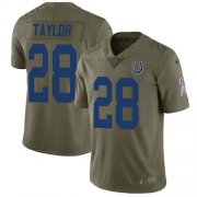 Wholesale Cheap Nike Colts #28 Jonathan Taylor Olive Men's Stitched NFL Limited 2017 Salute To Service Jersey
