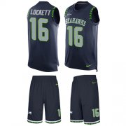 Wholesale Cheap Nike Seahawks #16 Tyler Lockett Steel Blue Team Color Men's Stitched NFL Limited Tank Top Suit Jersey