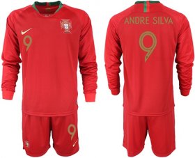 Wholesale Cheap Portugal #9 Andre Silva Home Long Sleeves Soccer Country Jersey