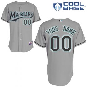 Wholesale Cheap Marlins Personalized Authentic Grey MLB Jersey (S-3XL)