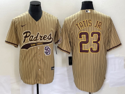 Wholesale Cheap Men's San Diego Padres #23 Fernando Tatis Jr Tan NEW 2023 Cool Base Stitched Jersey