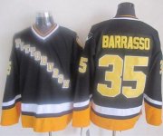 Wholesale Cheap Penguins #35 Tom Barrasso Black/Yellow CCM Throwback Stitched NHL Jersey