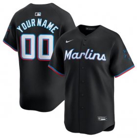 Cheap Men\'s Miami Marlins Customized Black 2024 Alternate Limited Stitched Baseball Jersey