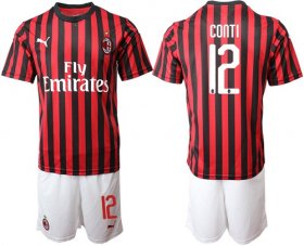 Wholesale Cheap AC Milan #12 Conti Home Soccer Club Jersey