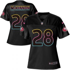 Wholesale Cheap Nike 49ers #28 Jerick McKinnon Black Women\'s NFL Fashion Game Jersey