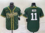 Cheap Men's Green Bay Packers #11 Jayden Reed Green Cool Base Stitched Baseball Jersey