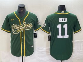 Cheap Men\'s Green Bay Packers #11 Jayden Reed Green Cool Base Stitched Baseball Jersey