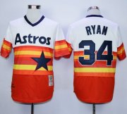 Wholesale Cheap Mitchell and Ness Astros #34 Nolan Ryan White/Orange Stitched Throwback MLB Jersey