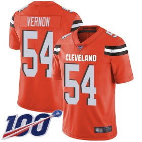 Wholesale Cheap Nike Browns #54 Olivier Vernon Orange Alternate Men\'s Stitched NFL 100th Season Vapor Limited Jersey