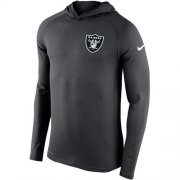 Wholesale Cheap Men's Las Vegas Raiders Nike Charcoal Stadium Touch Hooded Performance Long Sleeve T-Shirt