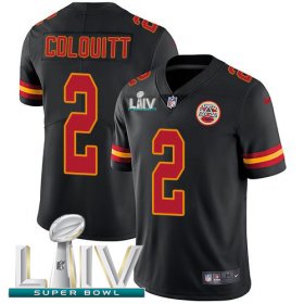 Wholesale Cheap Nike Chiefs #2 Dustin Colquitt Black Super Bowl LIV 2020 Men\'s Stitched NFL Limited Rush Jersey