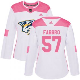 Wholesale Cheap Adidas Predators #57 Dante Fabbro White/Pink Authentic Fashion Women\'s Stitched NHL Jersey