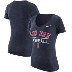 Wholesale Cheap Boston Red Sox Nike Women\'s Practice 1.7 Tri-Blend V-Neck T-Shirt Heathered Navy