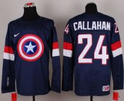 Wholesale Cheap Olympic Team USA #24 Ryan Callahan Navy Blue Captain America Fashion Stitched NHL Jersey